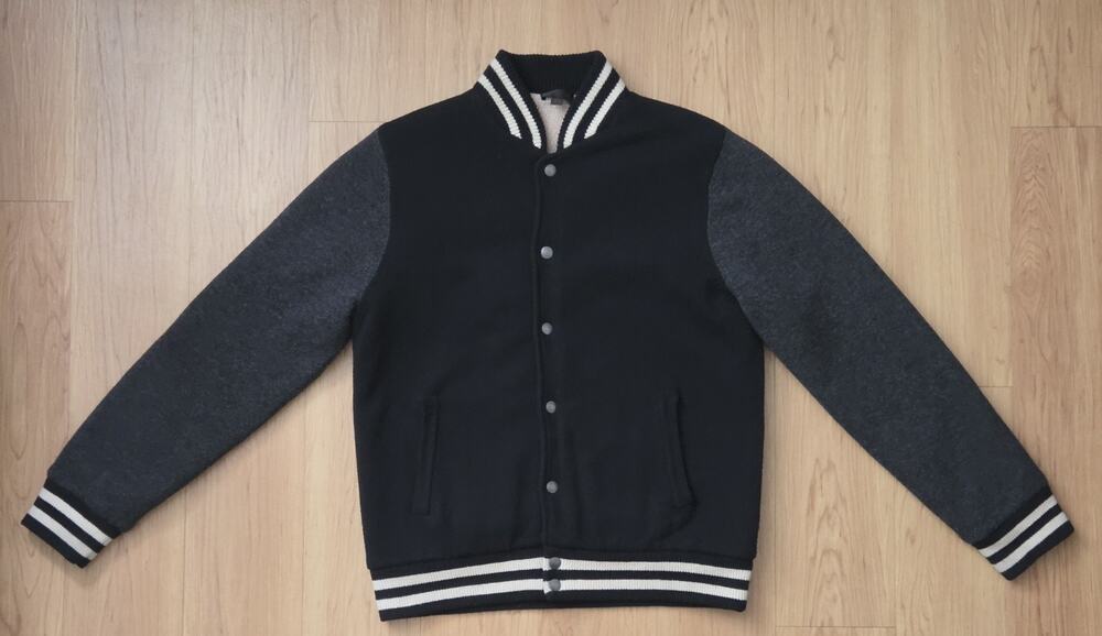 COACH Merino Wool Leather Elbow Patch Mens Varsity Jacket Sz M Sherpa Lined